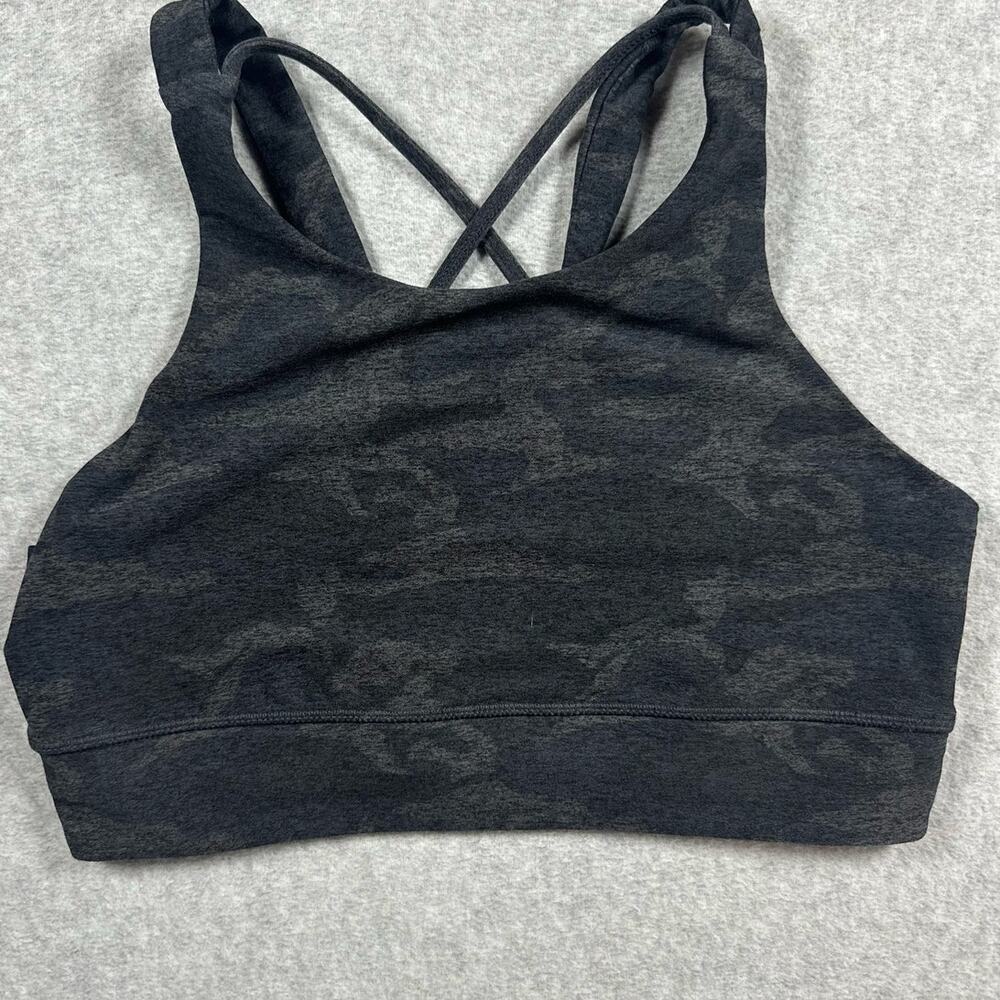 Vuori Elevation Sports Bra Women's Size Medium Black Gray Camo Crossback Yoga - Picture 3 of 6